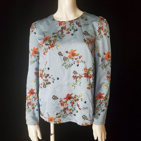 Honey Punch Blue Floral Long Sleeve Top - Picture 2 of 5
